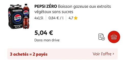 0,56€ per liter Pepsi zero en 4,84€ voor een fles freixenet