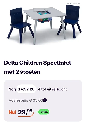Delta children speeltafel met 2 stoelen -70% bij ibood.com