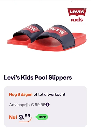 Levi's kids pool slippers -83% enkel maat 38 en 39 bij ibood.com