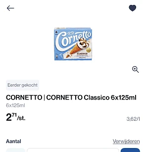 Cornetto classico 6x125 gram -30%
