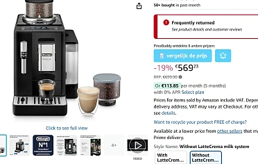 De'Longhi Rivelia voor €545,94 bij Amazon DE