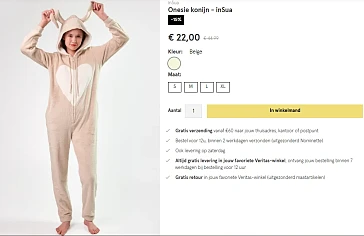 Onesie met 58% korting 🐰 Veritas