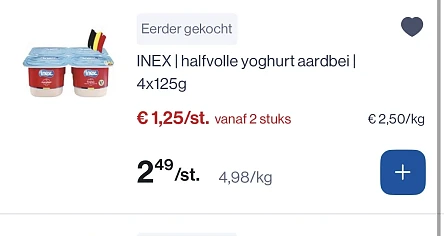 Inex halfvolle yoghurt aardbei -50%