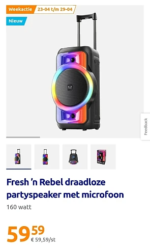 Fresh ’n Rebel draadloze partyspeaker met microfoon