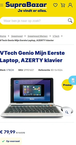 € 70 korting op VTech Genio - mijn eerste laptop 💻