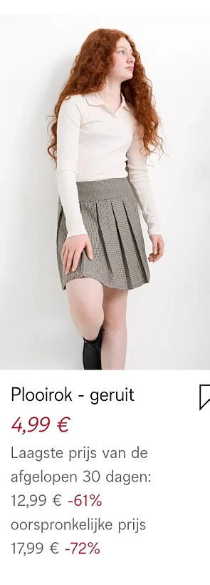Plooirok geruit -72% op c-and-a.com