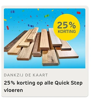 Bij Brico 25% korting op alle Quick Step vloeren
