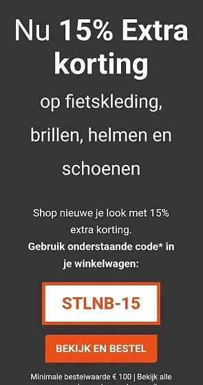 15% extra korting op fietskleding, brillen, helmen en schoenen