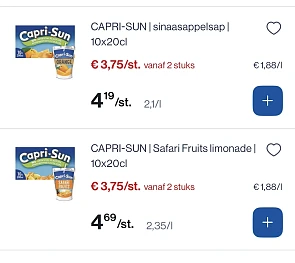 Capri sun goedkoper vanaf 2 verpakkingen