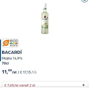 Collect&go bacardi mojito 14,9% 70cl
