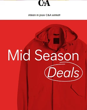 C&A: Mid season tot -50% in de winkels