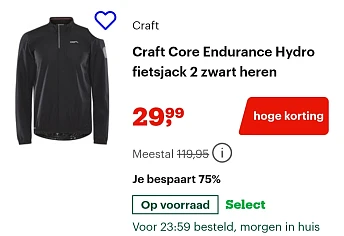 Craft core endurance hydro fietsjack 2 zwart heren -75% bij bol.com