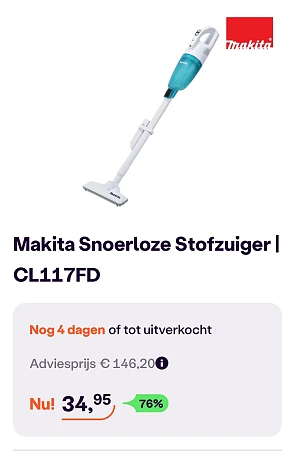 Makita Snoerloze Stofzuiger -76% bij ibood.com