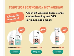 50% korting op Naïf zonbescherming ☀️