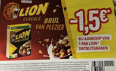 Coupon voor lion ontbijtgranen -1,50€