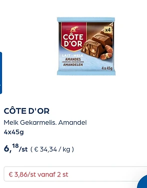 Collect&go CÔTE D'OR Melk Gekarmelis. Amandel 4x45g