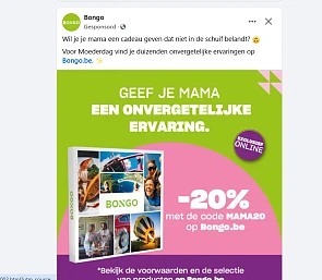Selectie Bongo bonnen 20% goedkoper 🎀 Moederdag