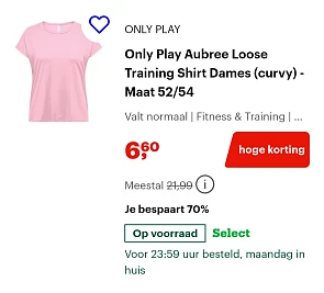Only play aubree loose training shirt dames (curvy) - Maat 52/54 -70% op bol.com