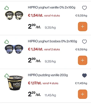 Hipro yoghurt en pudding tot -50%