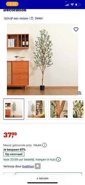 Olijfboom 180 cm (plastiek)