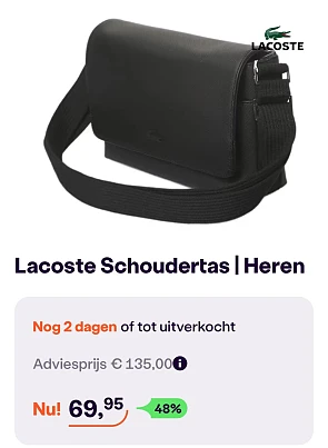 Lacoste heren schoudertas -48% bij ibood.com