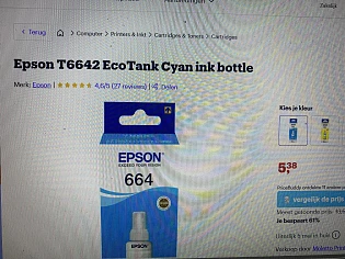 Epson Ecotank Cyan inktflesje