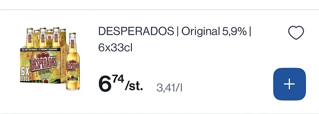 Desperados original 5,9% 6x33 cl tot -30% korting extra