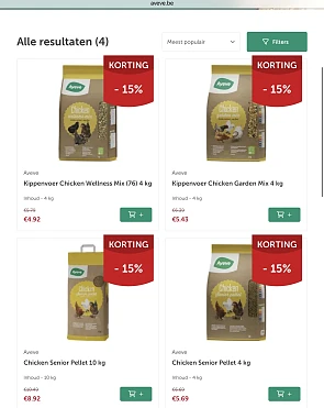Kippenvoer en verzorgingsproducten