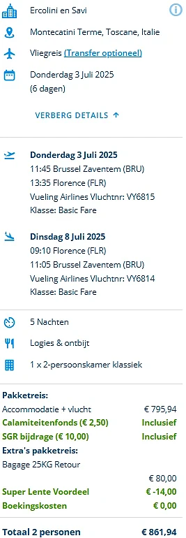 6 dagen Toscane inclusief vlucht, bagage, ontbijt & overnachtingen voor € 430,97 p.p. 😱