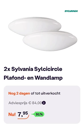 2x Sylvania Sylcicircle Plafond- en Wandlamp -91% bij ibood.com