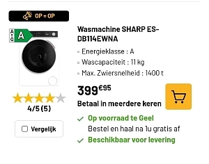 Wasmachine 11kg SHARP ES-DB114EWNA
