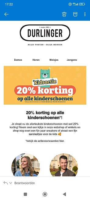 Durlinger: -20% op kinderschoenen
