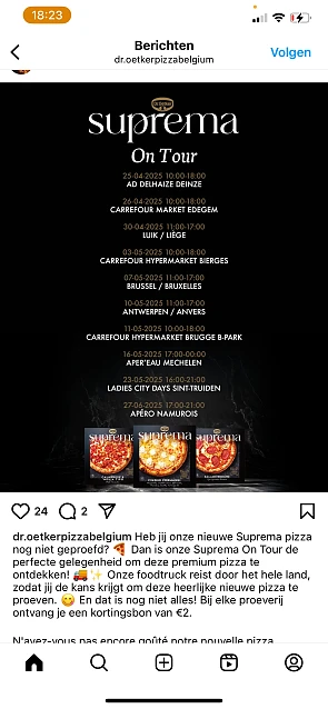 Gratis de nieuwe Suprema pizza proeven