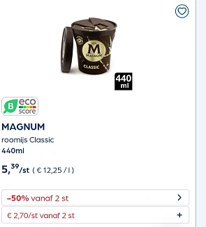 Magnum ijs pint -50% extra