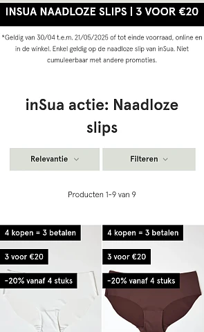 Naadloze slip van inSua 3 voor €20 bij veritas.be