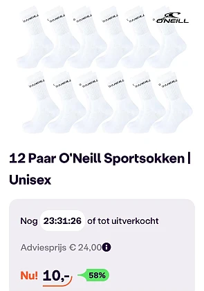 12 Paar O'Neill sportsokken 43-46 -58% op ibood.com