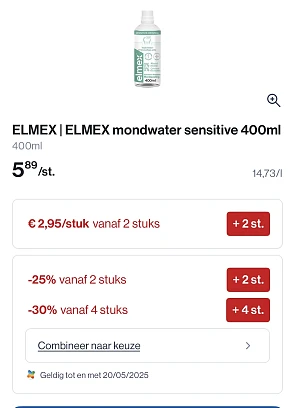 Elmex mondwater sensitive 400 ml tot -30% extra korting
