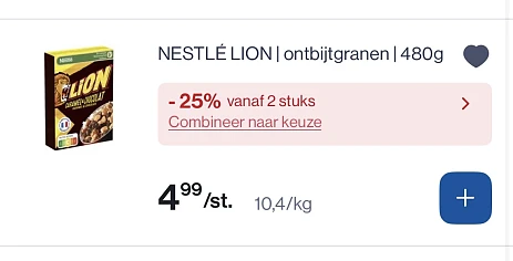 Lion ontbijtgranen -25% + coupon 1,5€