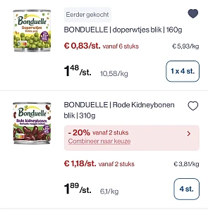 Verschillende soorten Bonduelle in promo reactie Delhaize
