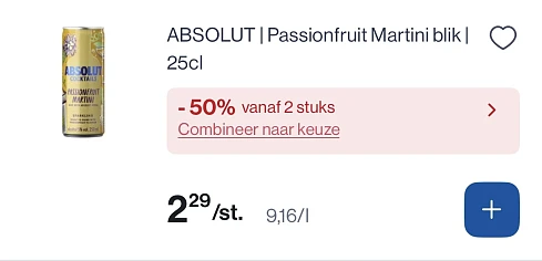 Absolut passionfruit martini blik 25 cl -50%