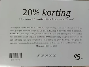 -20% op artikel vanaf 2 stuks bij e5 Mode 👗