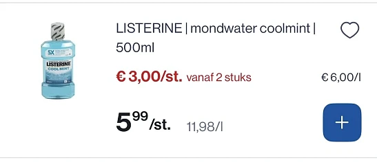 50% op Listerine mondwater coolmint 500 ml