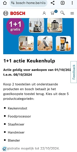 Bosch 1+1 actie keukenhulp