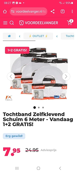 Tochtband Zelfklevend Schuim 6 Meter - Vandaag 1+2 GRATIS