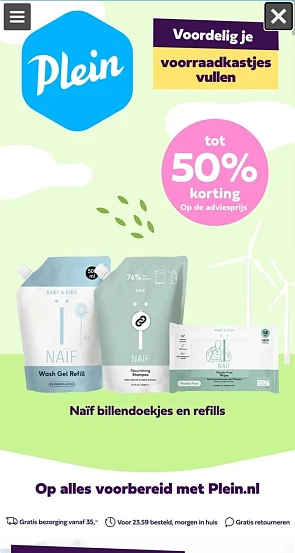 Tot 50% korting op naïf billendoekjes en refills