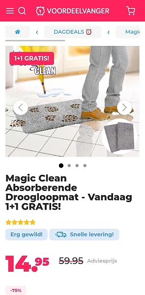 Magic Clean Absorberende Droogloopmat - Vandaag 1+1 GRATIS! -75%