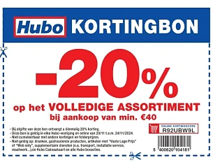 20% korting bij Hubo