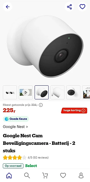 Google nest cam voor binnen en buiten 2 stuks