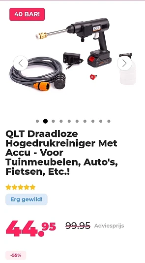 QLT Draadloze Hogedrukreiniger Met Accu -55%