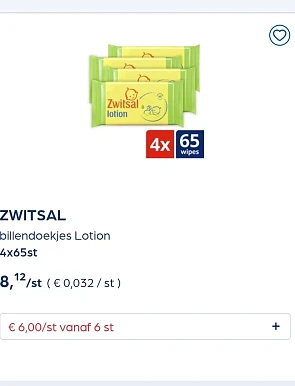 Collect&Go 👶🏼 ZWITSAL billendoekjes Lotion 4x65st